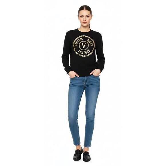 Versace Jeans Couture Black/Gold Signature Logo Printed Sweatshirt - Picture 1 of 5